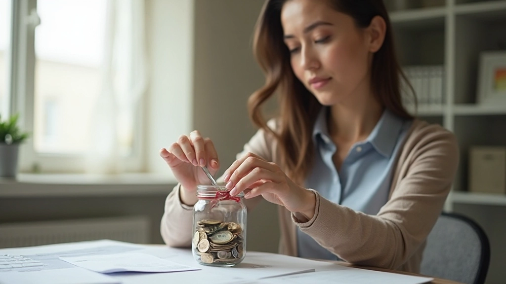 Женщина откладывает деньги в копилку для семейных сбережений