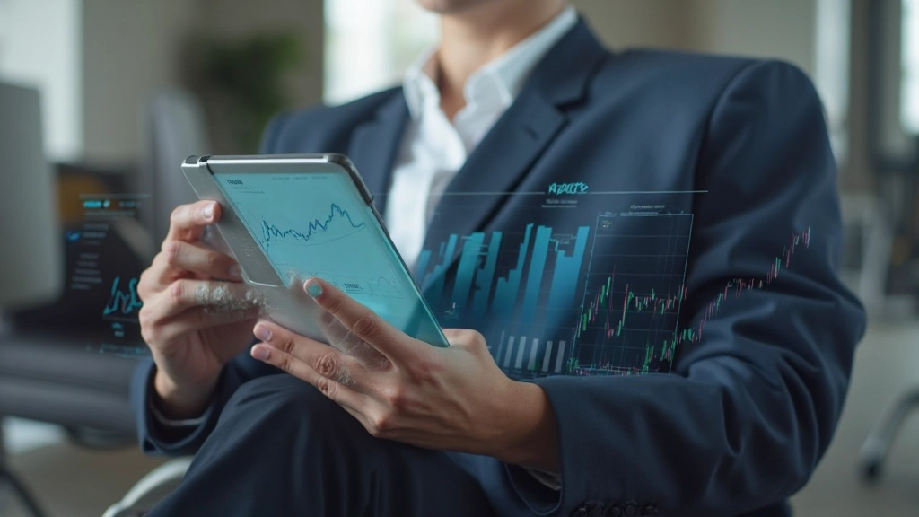 Профессиональное изображение человека, анализирующего финансовые графики и диаграммы на планшете